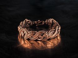Unique wire wrapped copper bracelet Antique style artisan copper jewelry 7th Anniversary gift for her Small size Wireart