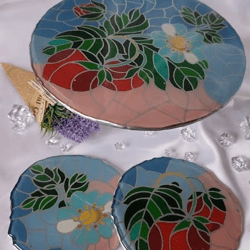 Elegance in Glass: Handcrafted Stained Glass Epoxy Resin Dinnerware Set
