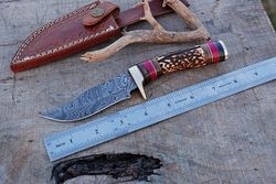 Beautifull Custom Hand Forged Damscus Steel Hunting Knife,