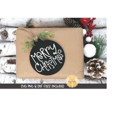 Merry Christmas SVG PNG DXF Cut Files, Christmas Ornament Svg, Wood Round Design, Christmas Sayings, Christmas Gift, Cri