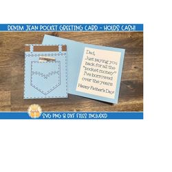 Denim Pocket Father's Day Card, Money Card SVG, Funny Dad Card, Money Holder, Gift Card Holder, Gift for Father's Day, D