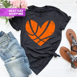 Distressed Basketball Heart Shirt, Basketball Heart Shirt, B