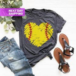 distressed softball heart shirt, baseball heart shirt, distr