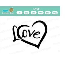 love heart svg cutting file , Love sign svg DxF PNG JPEG AI for shirts , Circut and sillhouette projects instant downloa