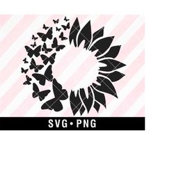 SUNFLOWER BUTTERFLY SVG, Sunflower svg, butterfly svg, sunflower with butterfly svg, sunflower butterfly svg files for c