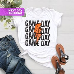 Gameday Basketball Lightning Leopard Bolt Shirt, Gameday Shi