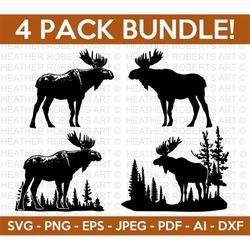 Moose Mini Svg Bundle, Moose SVG, Nature Moose svg, Baby Moose svg, Animals svg, Moose Silhouette, Moose Clipart, Cut Fi