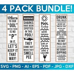 Funny Pool Signs SVG Bundle, Pool Signs SVG, Swimming Pool Rules SVG, Welcome signs, Vertical Signs, Cricut Cut Files, S
