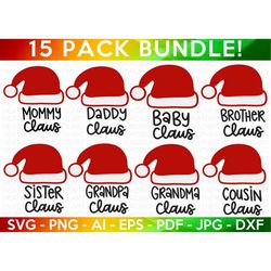 Family Christmas Santa Hats SVG Bundle, Santa Hats Svg, Family Shirts SVG, Christmas Shirts svg, Santa, matching shirts