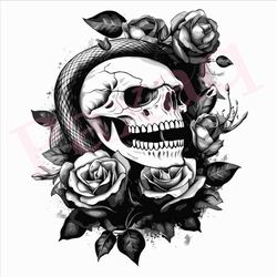 Skull and Roses Svg, gorgeous Skull and Roses Vector, Skull and Roses Vector Cutfile png Pdf svg jpg for Mugs, Tattoos,