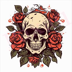 Skull and Roses Svg, gorgeous Skull and Roses Vector, Skull and Roses Vector Cutfile png Pdf svg jpg for Mugs, Tattoos,