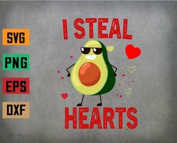 I Steal Hearts Valentines Day Dabbing Avocado Svg, Eps, Png, Dxf, Digital Download