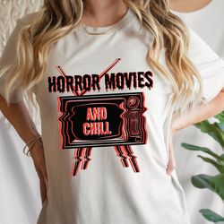 Horror Movies and Chill PNG, Trendy Halloween Designs, Hallo