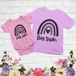 Sister Rainbow SVG Bundle, Little Sister SVG, Big Sister svg, Rainbow svg, Siblings, Hand Lettered Design, Couple Shirt