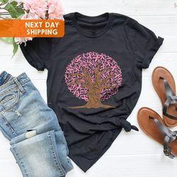 Pink Ribbon Tree Shirt, Cancer Tree Shirt, Breast Cancer Fig