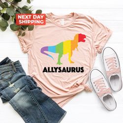 Pride Shirt, Dinosaur in Rainbow Flag Shirt, Allysaurus Shir