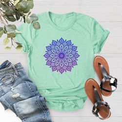 Purple and Blue Ombre Geometry Pattern Shirt, Cute Spring Sh