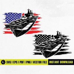 US Aircraft Carrier SVG | Navy SVG | Airbase Warship Decal Graphics | Cricut Silhouette Cutting File Cuttable Clipart Di