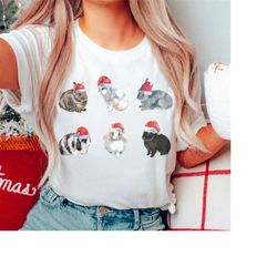 Christmas Santa Bunnies Shirt, Cute Bunny Rabbit Womens Xmas TShirt, Funny Holidays T-Shirt Tee, Christmas Gift for Bunn