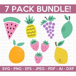Fruit Cliparts Svg Bundle, Grape SVG, Fruits SVG, Lemon svg, Strawberries Svg, Pineapple Svg,  Orange Svg, Cricut Cut Fi