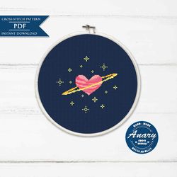 Valentine's Day Small Cross Stitch Pattern Love Planet Pattern Space Lovers Embroidery Chart Cute Cross Stitch Pattern