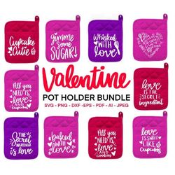 Valentine Pot Holder SVG Bundle, Potholder svg, Oven Mitt SVG, Kitchen SVG Bundle, Baking Svg, Funny Kitchen Quotes, Cut