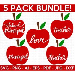 Teacher Apple SVG Bundle, Apple SVG, Back to school svg, Teacher shirt SVG, Gift for teachers svg, School shirt svg, Cri
