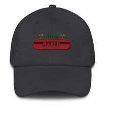 plant based (red pill) - vegan themed embroidered dad hat