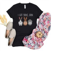 I Got Buns Hun V-Neck T Shirt, Bunny Mom Tshirt, Bunny Dad shirt, Bunny Lover Tee, Rabbit Lover Gift, Cute Bun Bunny Shi