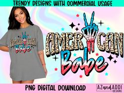 American babe png, retro 4th of July sublimation design, leo
