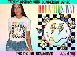 Born this way png, retro pride sublimation design, gay pride