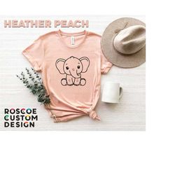 cute baby elephant shirt, animal lover gifts, nephew birthday gift, animal lover tees, elephant for women, elephant line