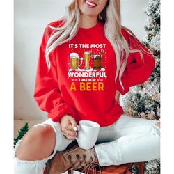 It Is The Most Wonderful Time For A Beer Shirt - Christmas Beer T-Shirt - Santa Cold Beer T-Shirt - Beer Time Dad Shirt