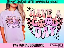 Have a good day png, good day smiley face png, retro smile f