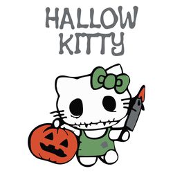 Halloween Kawaii Kitty Pumpkin Knife Life Logo SVG