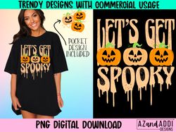 Lets get spooky png, retro Halloween sublimation design, spo