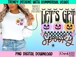 Lets get spooky PNG, retro Halloween sublimation designs dow