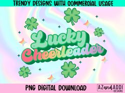 Lucky cheerleader png, retro cheer sublimation design, st Pa