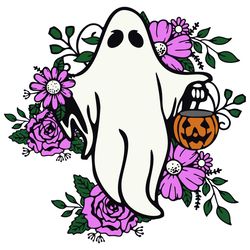 Floral Ghost Vector Halloween Pumpkin Life SVG