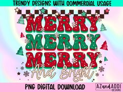 Merry and bright Christmas sublimation design, merry bright