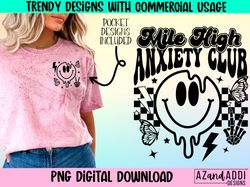 Mile high anxiety club png, retro anxiety sublimation design