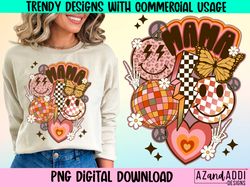 Mothers Day png, retro mama sublimation design, retro smiley