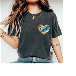 Vintage Minimalist Pocket T Shirt, Minimalist Peace Shirt, Graphic Tees Vintage, Peace Heart Shirt, Groovy Shirt  OF310
