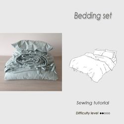 Elastic Sheet/ Duvet cover with ties Sewing tutorial PDF/ Envelope pillowcase/ How to sew Bedding set / Bedclothes