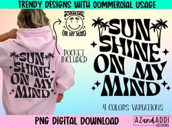 Retro summer png, sunshine on my mind png, summer sublimatio
