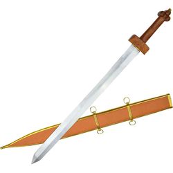 Rare Hand Made Wooden Hilt Roman Spatha Sword With Wooden And Brass Scabbard Fully Functional Sword