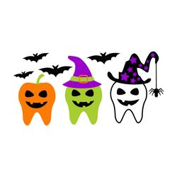 Halloween Pumpkin Ghost Witch Tooth SVG, Cute Tooth SVG