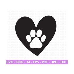 Dog Paw Heart Svg, Dog Svg, Animal Paw Svg, Animal Svg, Dog Paw Print, Paw Heart Svg,Animal Print, Clipart, Cut Files fo