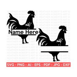 Chicken Split Monogram Svg, Chicken SVG, Chicken Silhouette, Farm svg, Animal silhouette svg, Rooster svg, Cricut Cut Fi