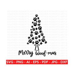 Merry Christmas SVG, Paw Christmas Tree SVG, Paw Print SVG, Christmas Family Shirts svg, Christmas Sign svg, Winter svg,